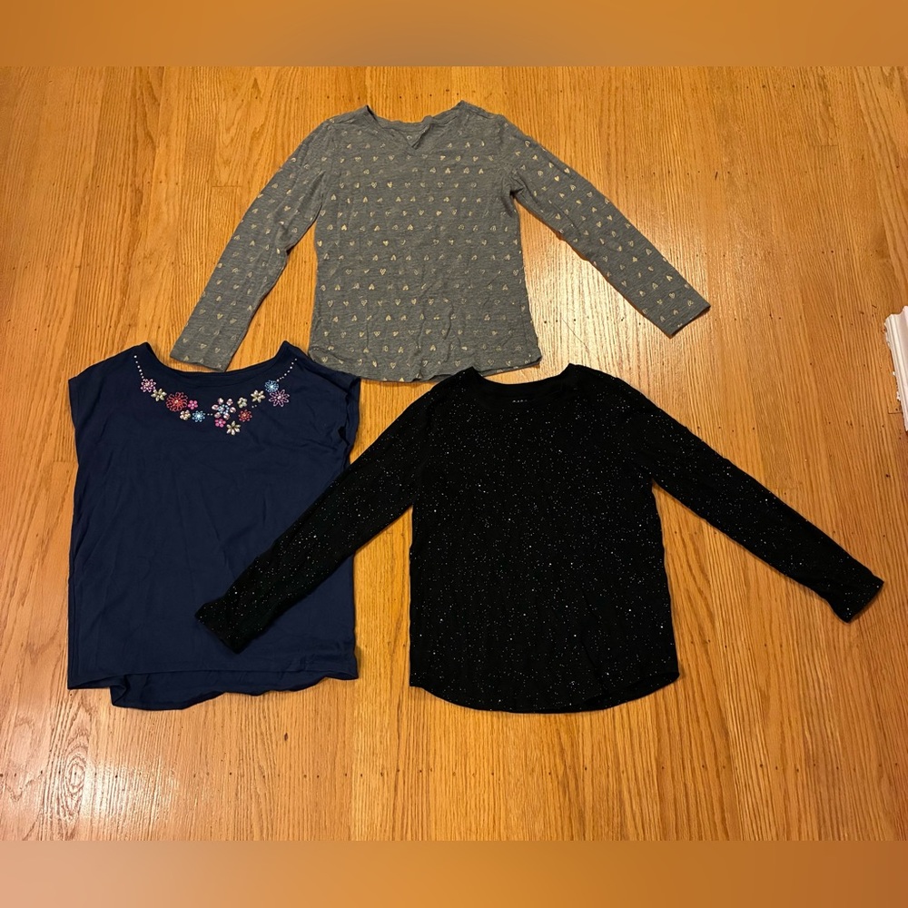 Cat & Jack Long Sleeve Tees - Gray, Navy, Black
